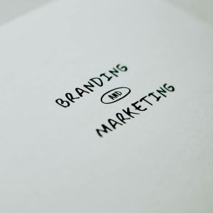 Minimalistic design showcasing 'branding and marketing' text for business strategy visuals.